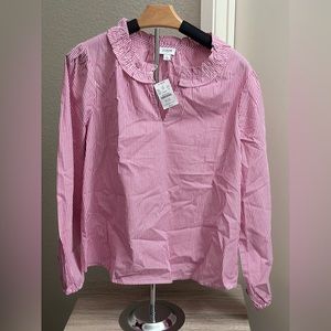 J Crew - Women’s Split Neck Ruffle Tunic Shirt/Top